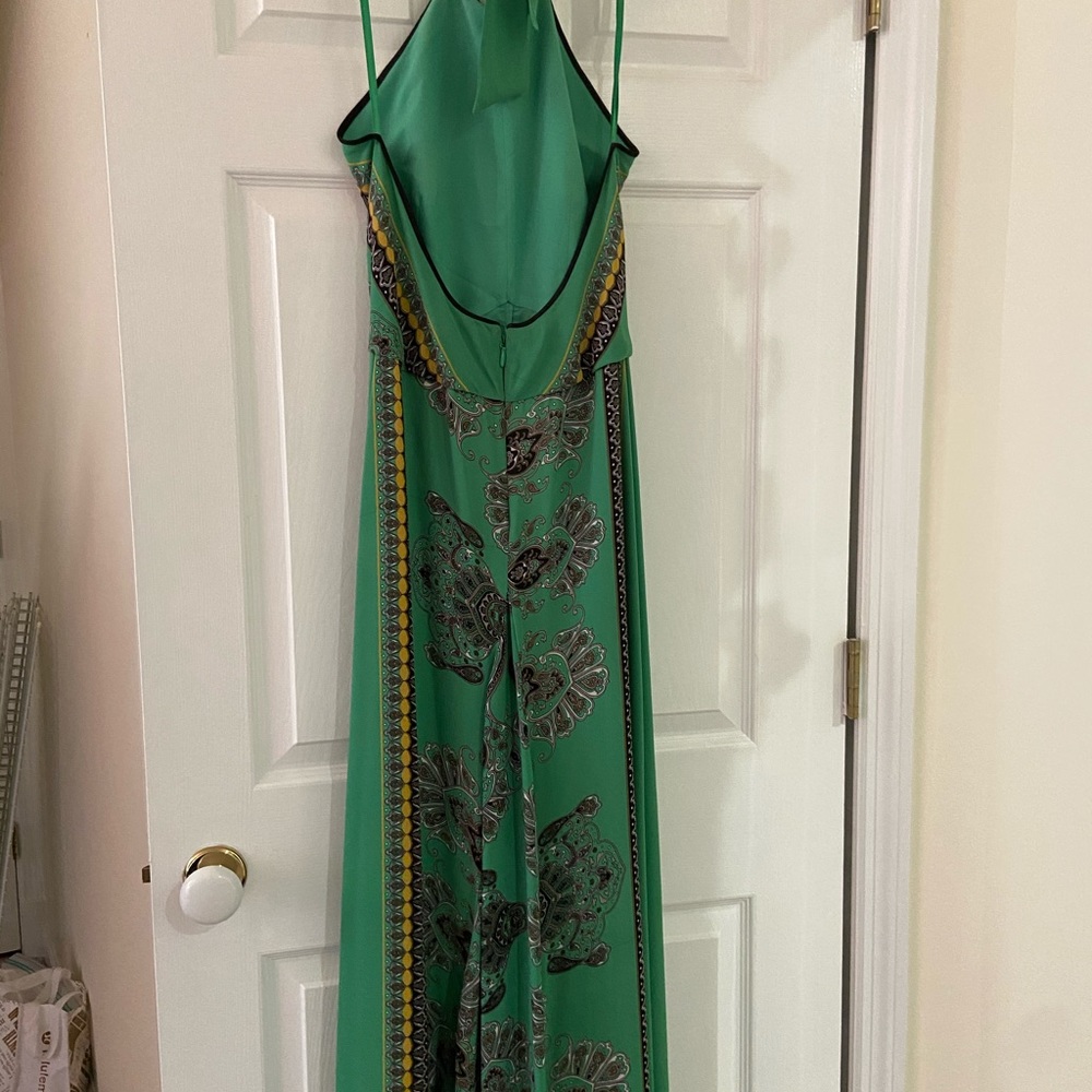 BCBG green multi color maxi dress or gown